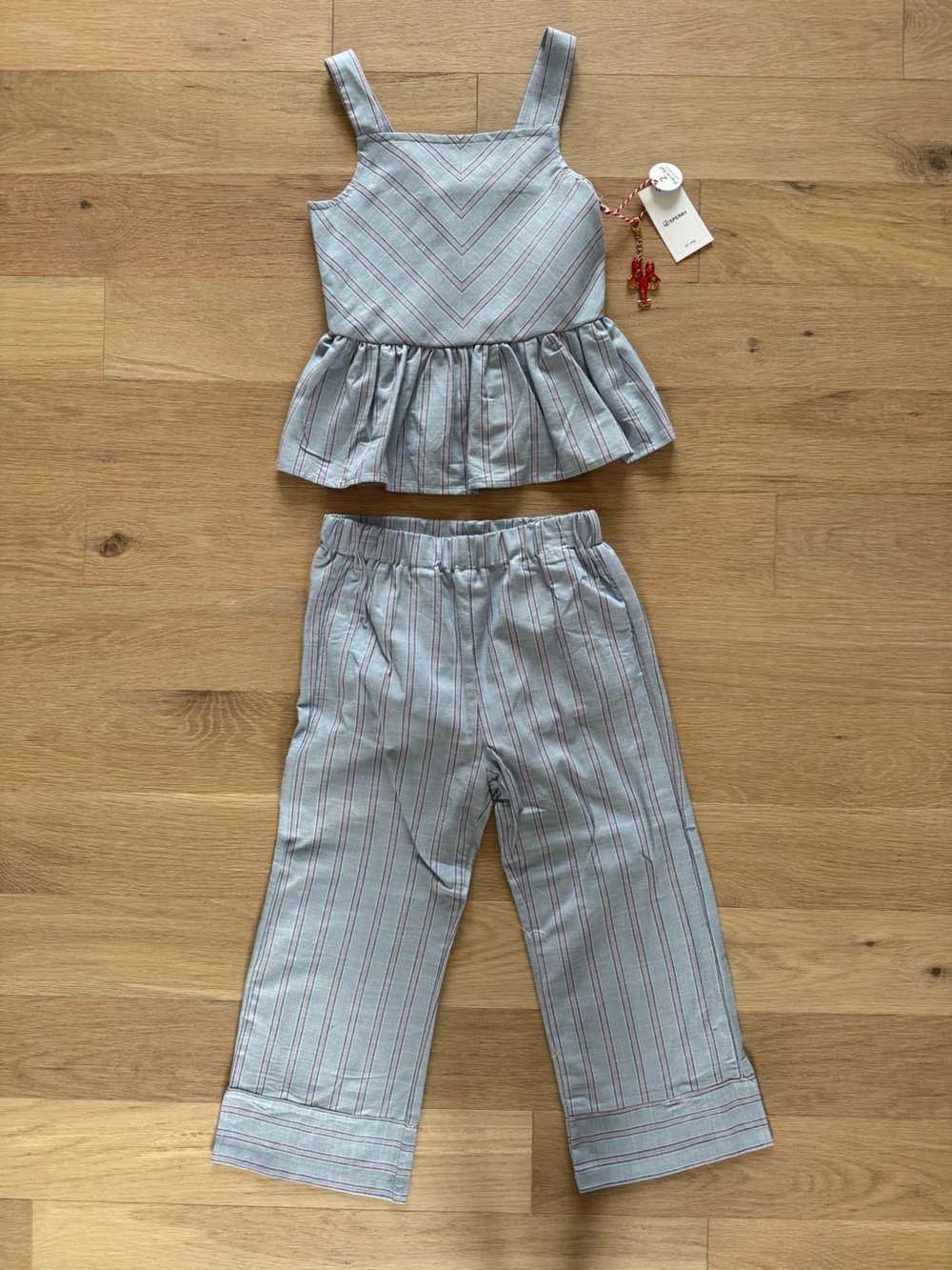 NWT Girls Sperry Size 8 Light Blue With Red Stripes Two-Piece Set